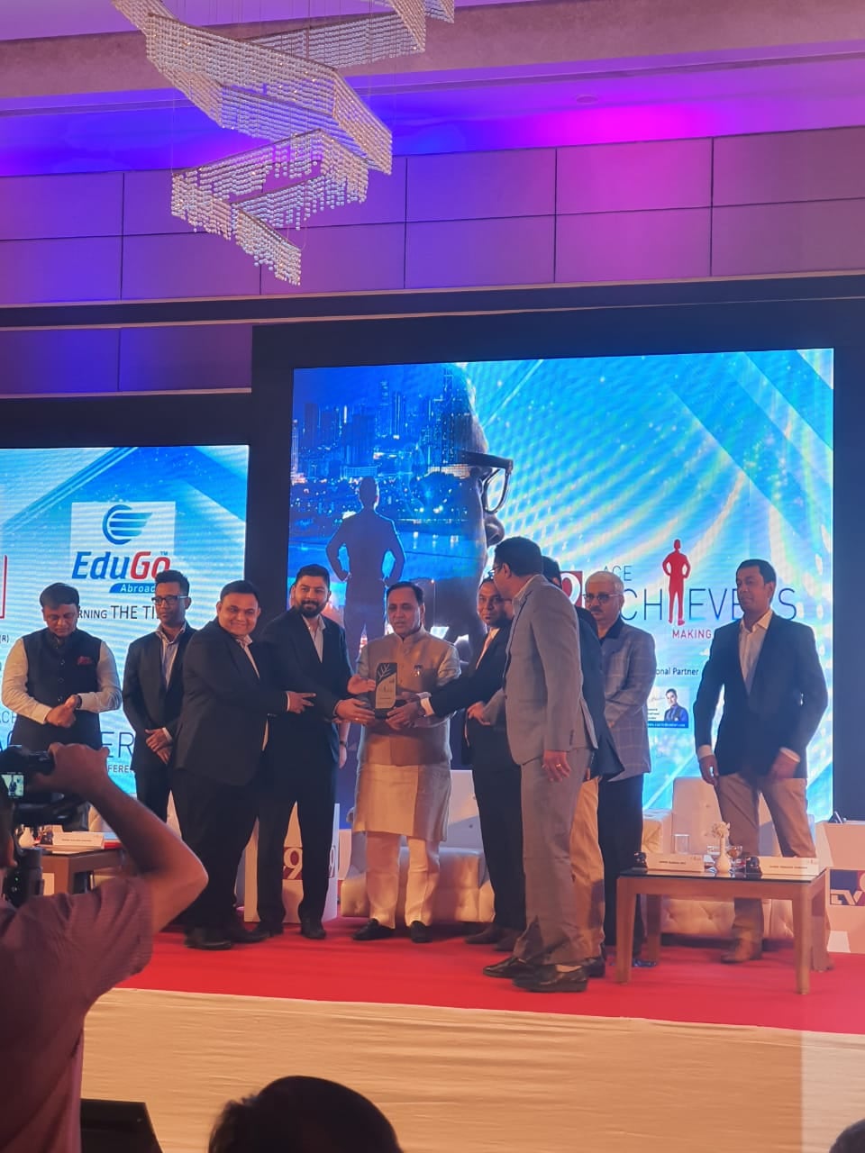 Edugo Abroad Receives TV9 Ace Achievers Award From Honorable CM Vijay Rupani