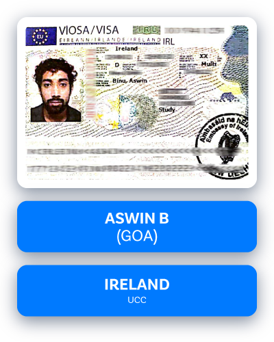 Virtual Visa Aswin B(Goa) - Ireland